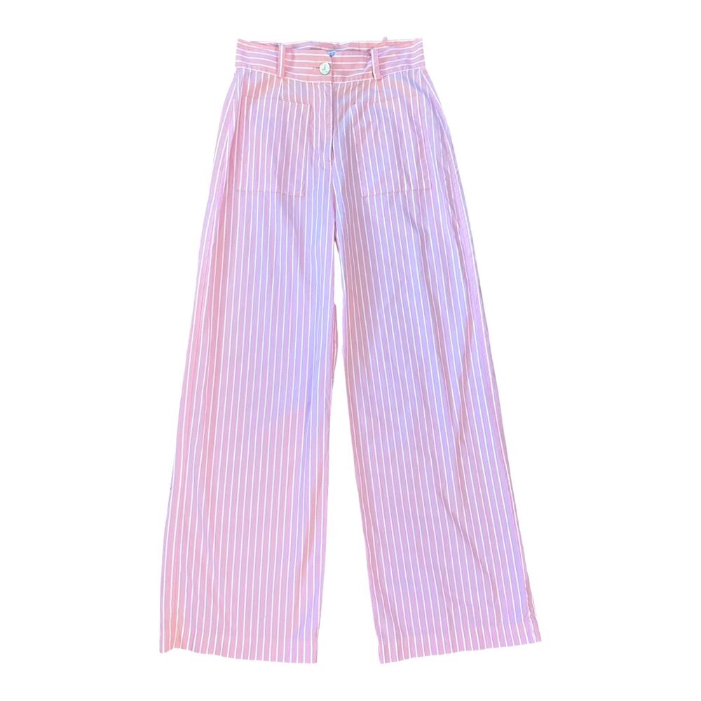 Women S Maria De La Orden Romeo Pink Striped Pants Cotton Trousers High Waisted